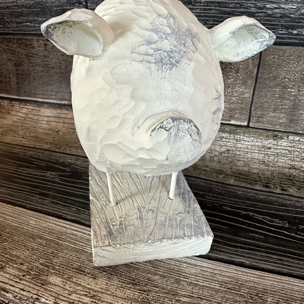 Rustic White Pig Sculpture